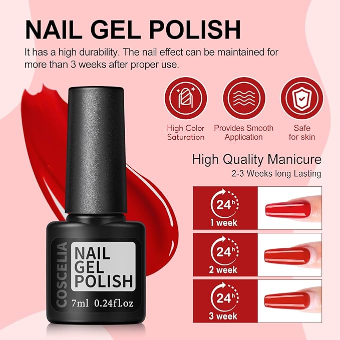 COSCELIA 53ps Gel Nail Polish Kit with U V light and Drill Starter Kit 35 Summer Colors Gel Polish 5pcs Top Base Coat LED Lamp Nail Art All Seasons Gel Manicure Kit Gifts for Women