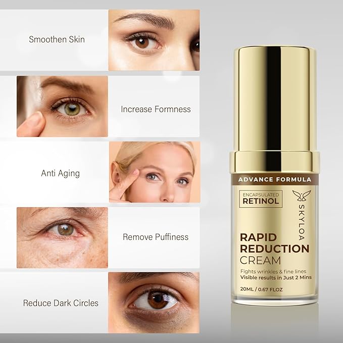 Retinol Eye Cream Anti Aging: Under Eye Cream for Dark Circles and Puffiness Bags - Retinol Eye Serum - Under Eye Serum with Caffeine and Hyaluronic Acid - Visibly Reduces Wrinkles Fine Lines(20ML)