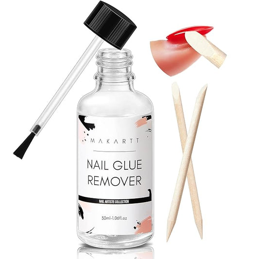 Makartt Nail Glue Remover for Press on Nails - 30ML Glueoff Easy Removal Versatile Debonder for Glue on Tips, Regular Polish, Quick Glues and Semi-Cured Sticker DIY Manicure Supply