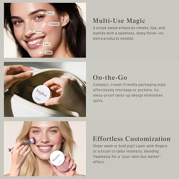 bayfree Multi Glow Balm, Cream Blush for Cheeks, Blush Balm Face Makeup, Radiant Finish, Hydrating, Creamy, Lightweight & Blendable Color, Face Makeup.63 Oz