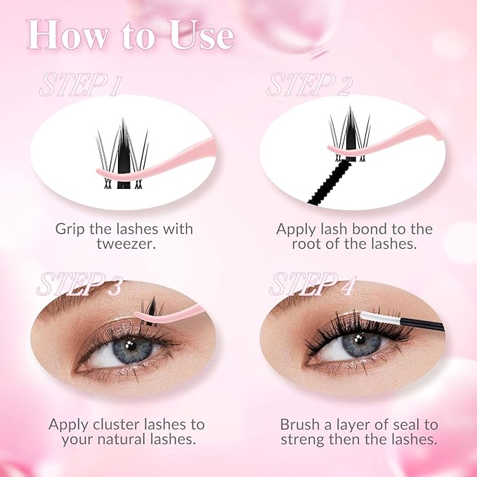 FADLASH Lash Clusters Natural Eyelash Clusters 12-18mm DIY D Curl Cluster Eyelash Extensions Reusable Individual Lashes with Soft Thin Band for Self Use (SBD006, 12-18mm)