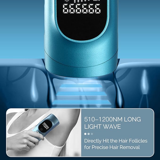 Laser Hair Removal for Women and Men - Permanent Painless Ice Cooling IPL Device Remover Machine with Shaver, Goggles, 999,999 Flashes for Body and Face, Corded