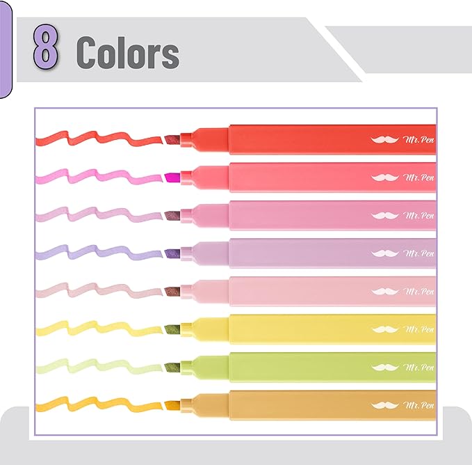 Mr. Pen- Aesthetic Highlighters, 8 Pack, Chisel Tip, Summer Morning, Cute Highlighters Assorted Colors