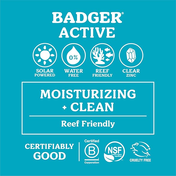 Badger Mineral Sunscreen Cream SPF 30, Zinc Oxide Sun Care, 98% Organic, Reef Safe, Water Resistant, Unscented Face and Body Sunscreen Travel Size, 2.9 fl oz