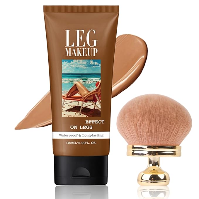 Legs Makeup Waterproof with Brush - No Transfer Body Concealer for Varicose Veins Appearance, Tattoo & Scar Cover Up for All Skin Tones, Waterproof (Bronze)