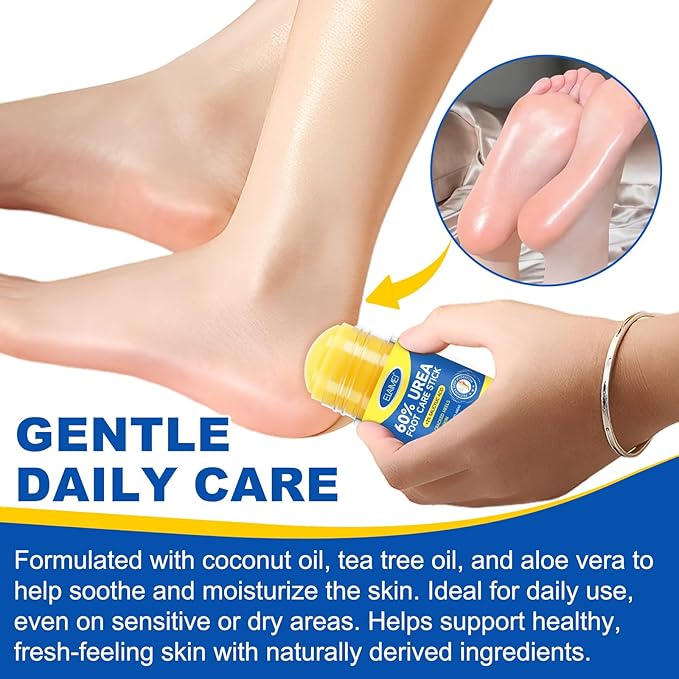 Bieyoc 60% Urea Cream with 2% Salicylic Acid, Urea Foot Cream Stick for Cracked Heels, Calluses and Rough Skin, Portable Foot Balm Stick No-Mess Applicator,1.41oz