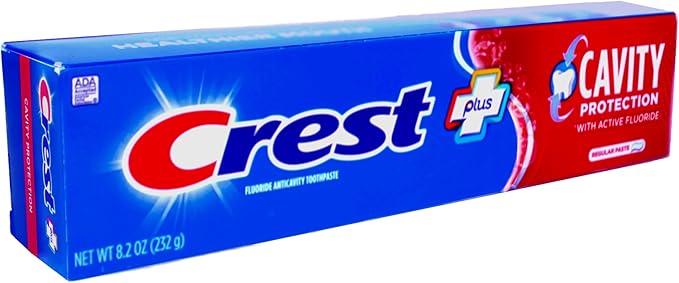 Crest Fluoride Cavity Protection Toothpaste 8.2 Ounce Regular Paste, Bulk Toothpaste, Prevents Cavities Before They Start (8 Pack)