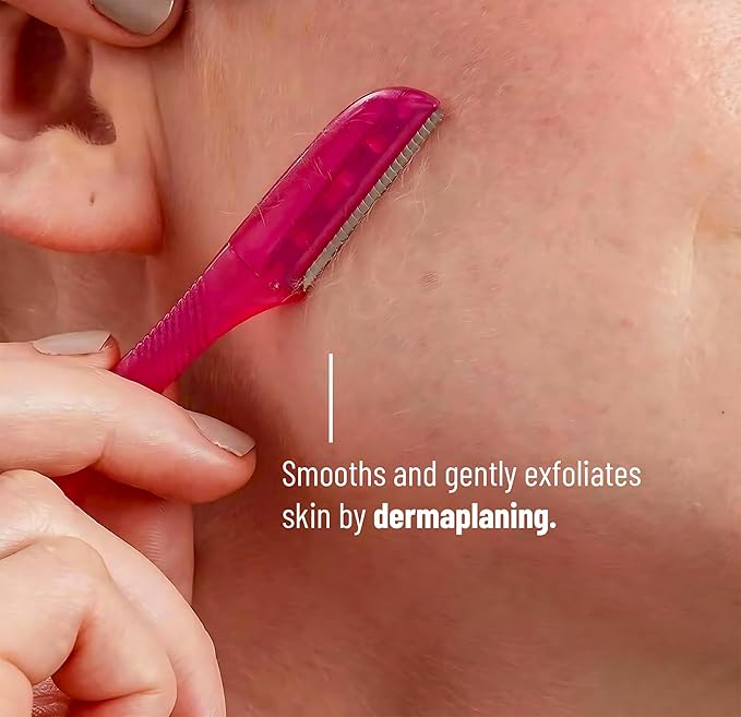 BYONE Razor, Face Razors for Women, Facial Hair Removal, Dermaplaning Tool, Exfoliator & Shaver for Smooth Skin, Microblades, Peach Fuzz Remover Eye Brow Trimmer, Eyebrow Blades, Beauty Shavers