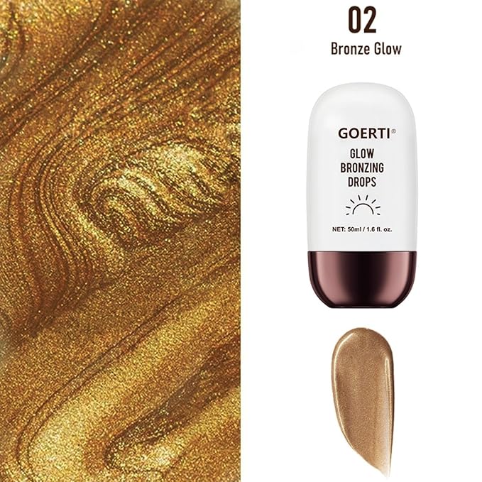 Body Shimmer Oil – Liquid Highlighter for Glowing Skin, Waterproof & Long-Lasting Body Makeup for Face, Arms, Legs & Shoulders, Bronze Illuminating Glow Lotion, 1.6 Fl Oz (02#/ Bronze Glow, 50ml)