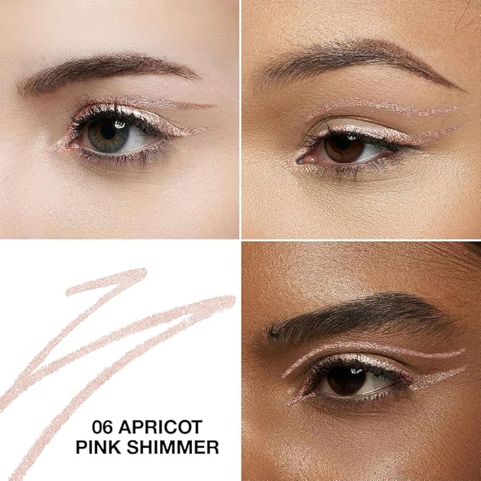 Apricot Pink Shimmer Gel Eyeliner Pencil, Multi-Use Waterline Eyeliner with Sharpener, Sharpenable Eye Liner Waterproof Smudge Proof, High Pigmented Eye Makeup Liners, Vegan & Cruelty-Free 06