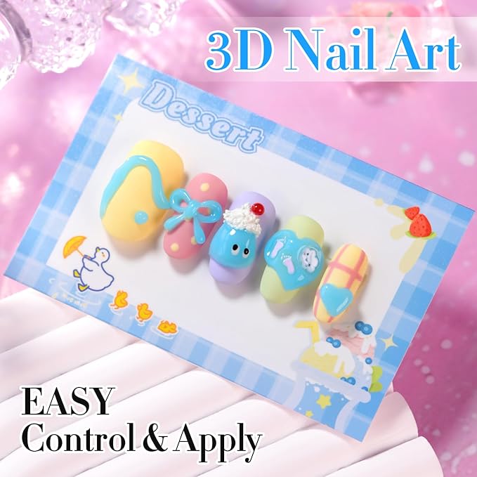 Double Rhythm 0.5 Oz 3D Nail Gel Nail Art Sculpting Gel No Wipe Gel Polish for Nail Designs DIY Nail Art for Drawing, Molding, Sculpture and Decoration (3D Sculpting Gel Blue)