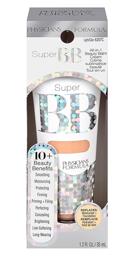 Physicians Formula Super BB Cream. All in 1 Tinted Beauty Balm Foundation Cream, Sheer Moisturizing Coverage, Cruelty free - Light