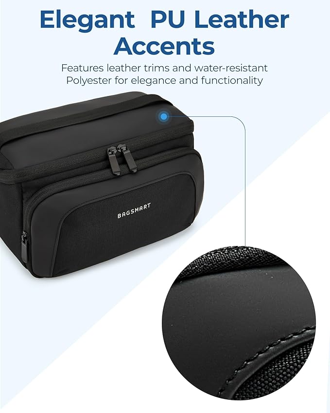 BAGSMART Toiletry Bag for Women, Cosmetic Makeup Bag Organizer with Handle, Travel Bag for Toiletries, Dopp Kit Water-resistant Shaving Bag for Accessories-Beige