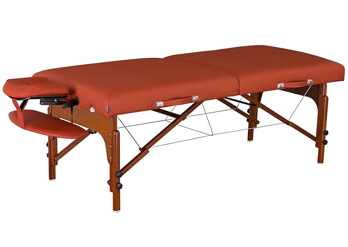 Master Massage 31" Santana Pro Portable Massage Table Package, Memory Foam Cushioning, Reiki Leg Panels, Mountain Red- Tattoo Table- Spa Bed- Folding Massage Table- Facial Bed