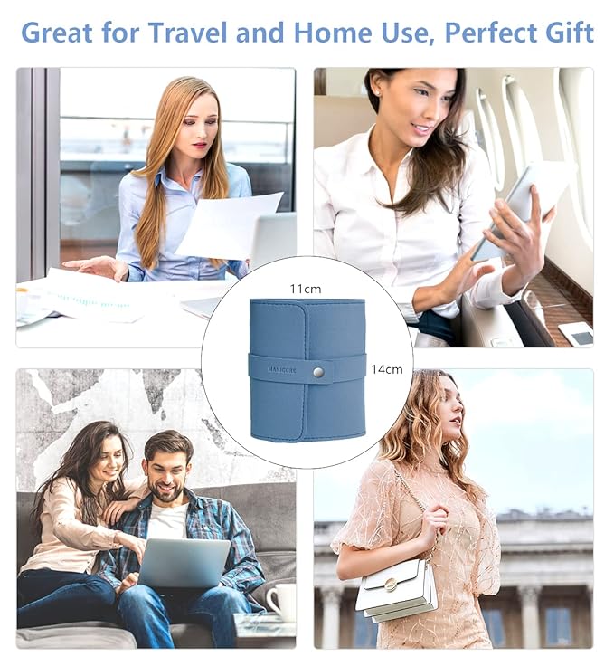 Manicure Set Professional Nail Clippers Pedicure Kit, 16 pcs Stainless Steel Nail Care Tools Grooming Kit with Luxurious Travel Leather Case for Thick Nails Men Women Gift (Blue)