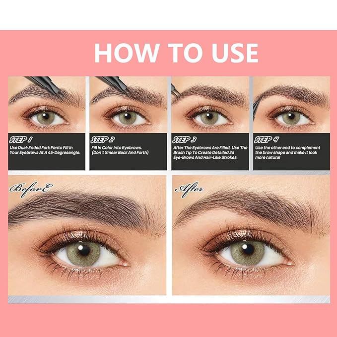 Black Eyebrow Pen Liquid Eyebrow Pencil 2 in 1 Dual-Ended Eye Brow Pencils for Women Waterproof Natural Brow Pencils and Precise Brush Tip Create natural hair like eyebrows that last all day # 05
