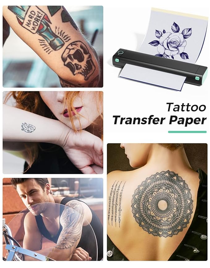 Phomemo M08F Wireless Tattoo Transfer Stencil Printer, Thermal Tattoo Machine with 10pcs Free Stencil Paper, Portable Printer Kit for Artists & Beginners, Compatible with Smartphone & PC