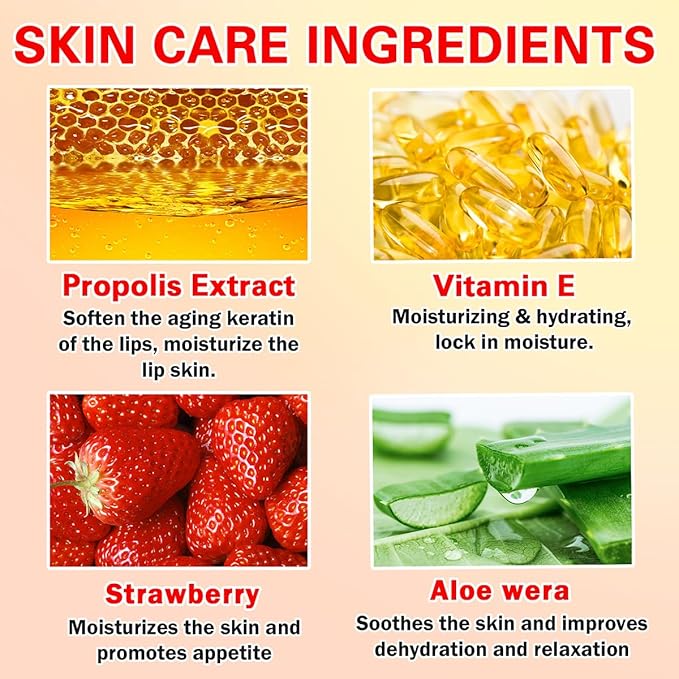 2 Pcs Strawberry & Honey Lip Balm, Vitamin E Apple Watermelon Moisturizing Lip Sleeping Mask, Hydrate Repair Prevent Dry Cracked Exfoliator Lip Care (Strawberry - Honey)