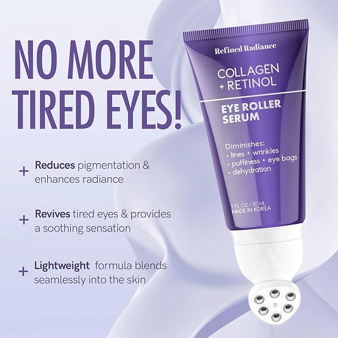 Collagen & Retinol Eye Roller – Dermatologist Tested, Anti-Aging, Korean Skin Care – Reduces Fine Lines, Firms Under Eyes, Improves Tone – Vegan Clean Beauty Formula – 1.0 FL. Oz