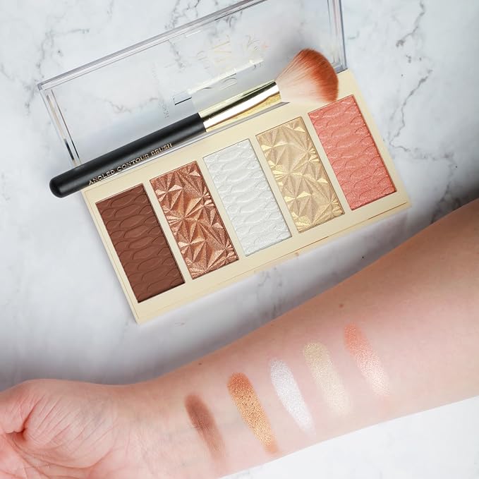 Paris Hilton Define Your Light Set - Blendable Highlighter Makeup with Vibrant Blush, Bronzer and Contour Palette - Makeup Palette with Brush - 1 pc