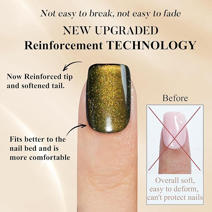 Cat Eye Press on Nails Short, Jofay Fashion Soft Gel Fake Nails, Stylish Square Press on Nails, Reusable & Natural Acrylic False Nails, Stick on Nails for Women Girls Gift, Glue on Nails Kit 32 Pcs