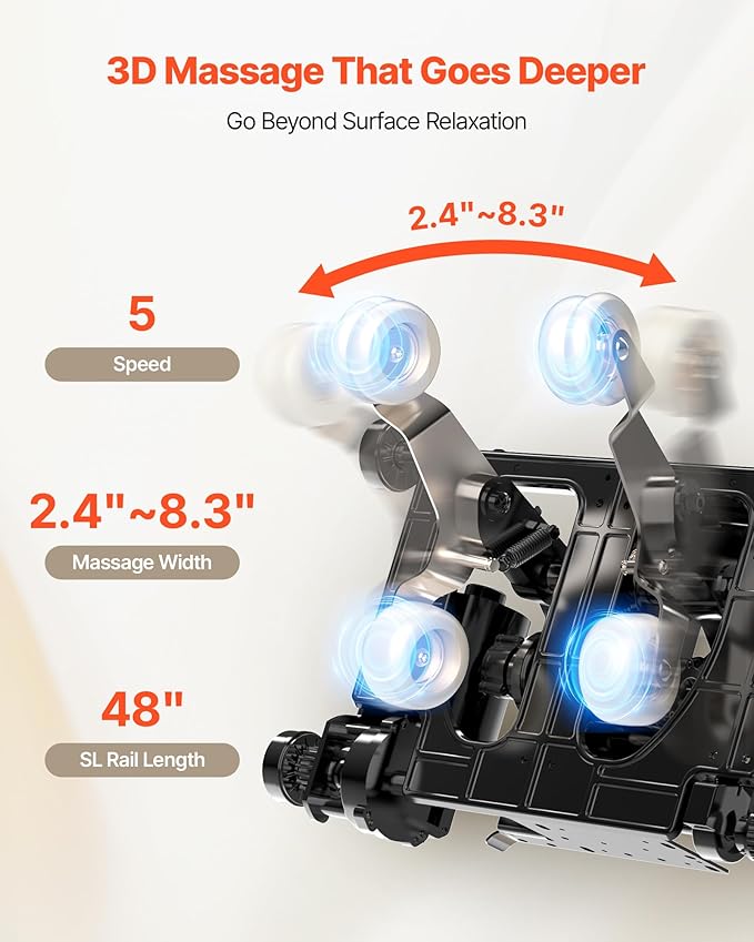 VEVOR Full Body Massage Chair, 3D Zero Gravity Recliner with SL Track, 18 Auto Modes, Heat, Foot Rollers, Armrest Control, LCD Display, 36 Airbags, Retractable Footrest