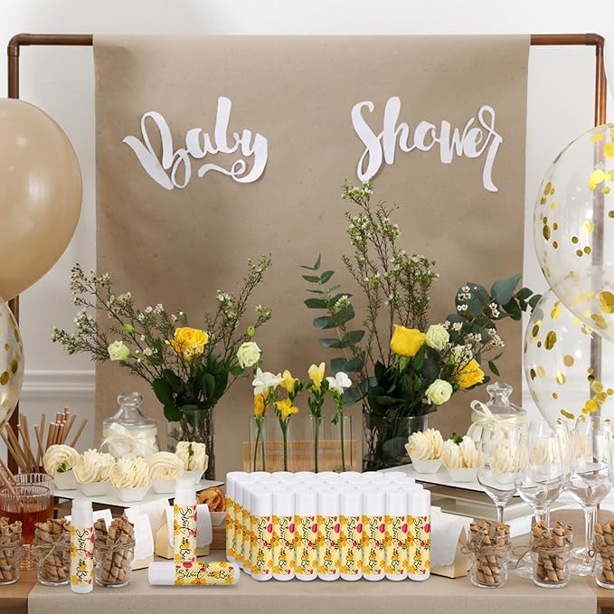 Loopeer 50 Pcs Sweet as Can Bee Theme Baby Shower Decorations Bee Theme Baby Shower Favors Lip Balm Gift for Guest Gender Reveal Party Supplies for Kid Women