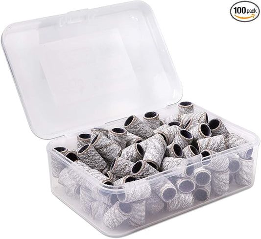 PANA 100 Pieces Nail Sanding Bands Professional Nail Manicure Great Fit for Nail Drill Bits for Acrylic Nails (120 Grit, Zebra)