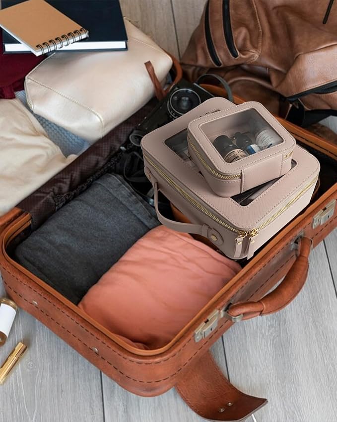 Clear Makeup Bag Small, TSA Approved Portable Toiletry Bag with Zipper Cosmetic Travel Bag Makeup Organizer Case Mini Makeup Pouch for Purse Car Organizer Bag for Women Men