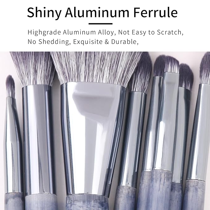 Natural Purple Badger Hair Makeup Brushes Set Professional, Walnut Makeup Brush Set with Case, Cosmetic Brushes Makeup Set, Natural Makeup Brushes, Natural Bristle Makeup Brushes - ShuiMo