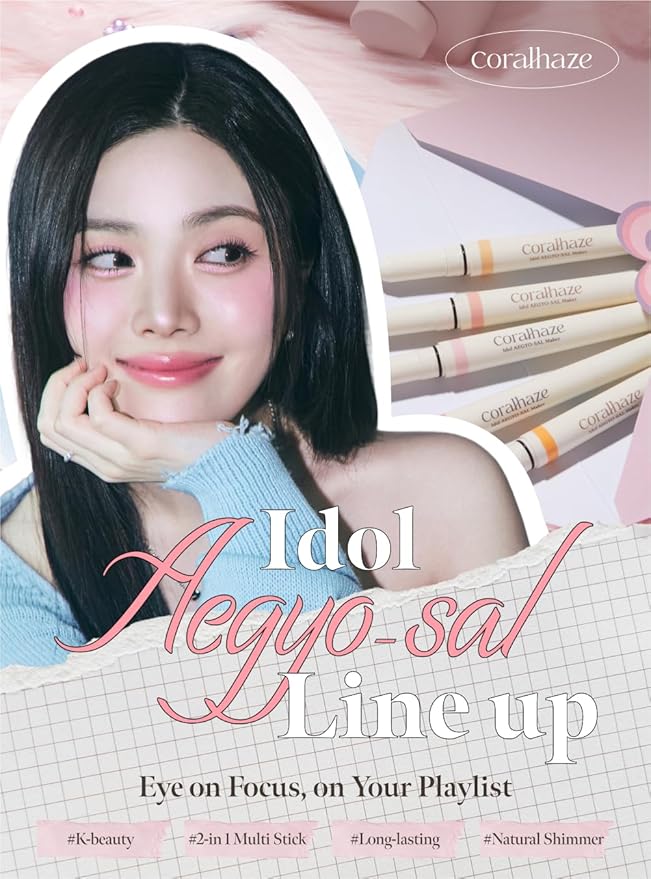 Idol AEGYO-SAL Maker 05 Dreamy Rose, 2-in-1 Under-Eye Highlighter and Contour Liner for Bright, Voluminous Eyes, Long-Lasting, Smudge-Proof Shimmer Stick with Natural Glow, Korean Beauty