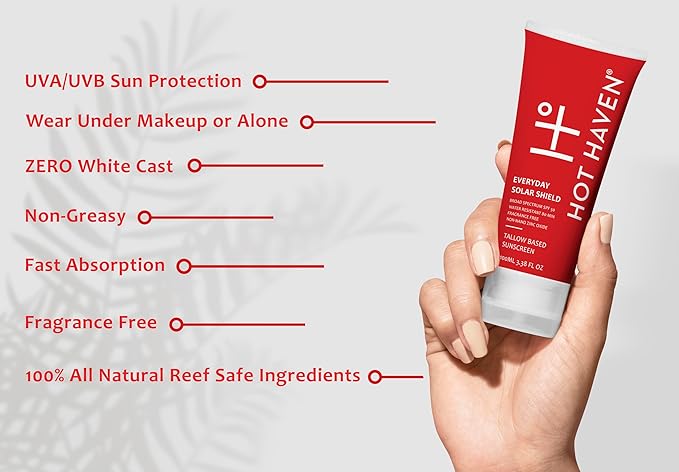 Tallow Sunscreen SPF 50 – Everyday Solar Shield Mineral Sunscreen | Grass-Fed Tallow & Zinc Oxide – Non-Greasy, Baby Safe, Reef Friendly, Chemical-Free Moisturizer – 3.38 oz