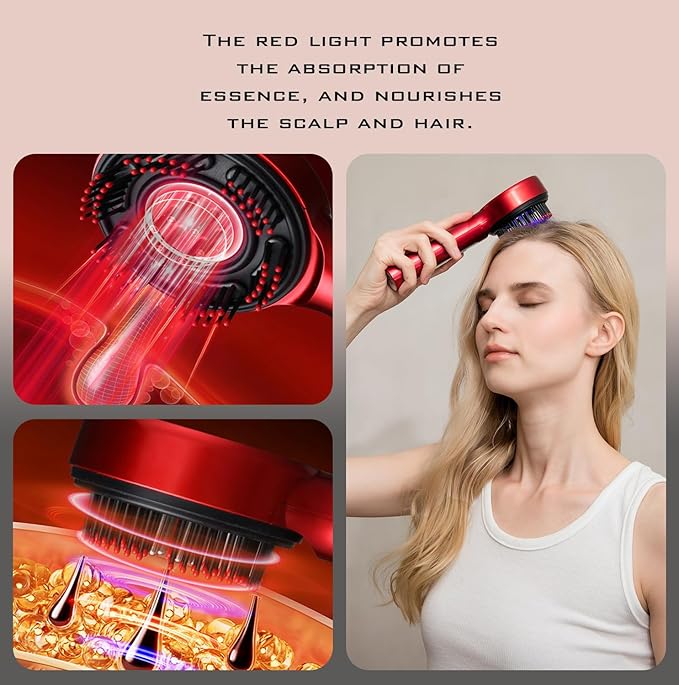 3-in-1 Hair Scalp Massager Comb - Rechargeable Cordless Portable Scalp Care Brush with Essential Oil Applicator, Gentle Scratching & Kneading Massage for Hair & Scalp Nourishment, Fit for Men & Women