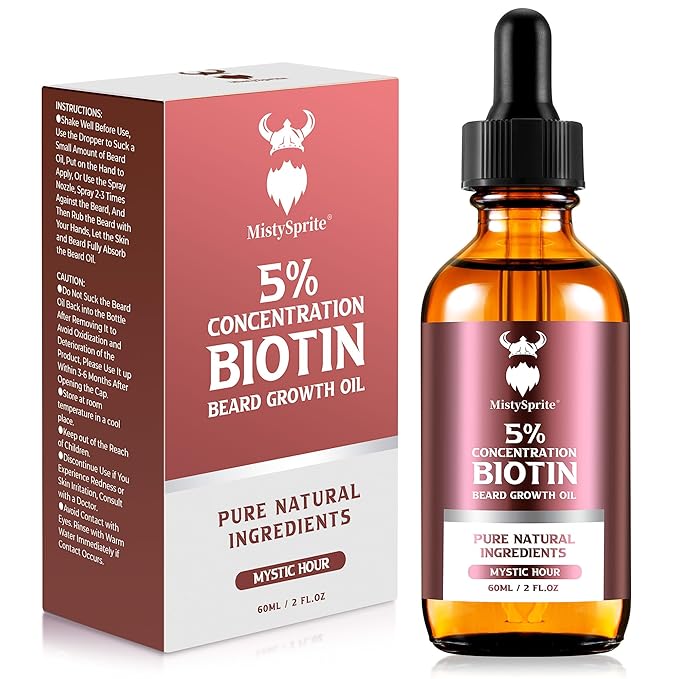 Biotin Beard Oil for Men - 5% Concentration, Mystic Hour Scent, 2 oz (Pack of 9) - Natural Men's Beard Oil with Argan Oil, Jojoba Oil and Vitamin E, Beard Growth Softener, Moisturizer
