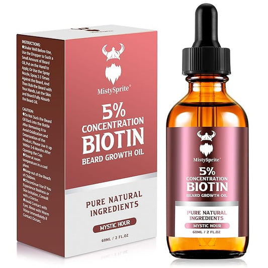 Biotin Beard Oil for Men - 5% Concentration, Mystic Hour Scent, 2 oz (Pack of 9) - Natural Men's Beard Oil with Argan Oil, Jojoba Oil and Vitamin E, Beard Growth Softener, Moisturizer