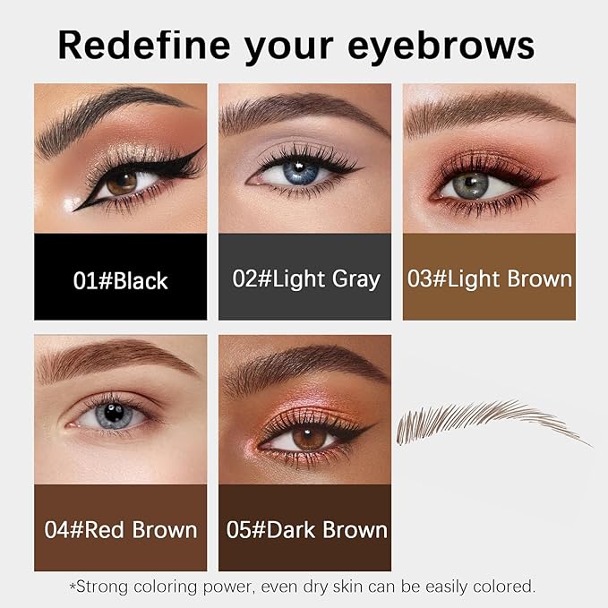 Browcharm Microblading Eyebrow Pencil for Women,0.1mm Ultra-Fine Mechanical Pencil,Makeup Brow Definer Waterproof,Draws Tiny Brow Hairs and Fills in Sparse Areas and Gaps (04 Red Brown)