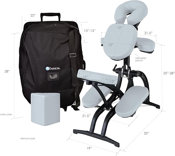 EARTHLITE Portable Massage Chair AVILA II - Premium Folding Spa/Massage/Tattoo Chair incl. Rolling Carry Case