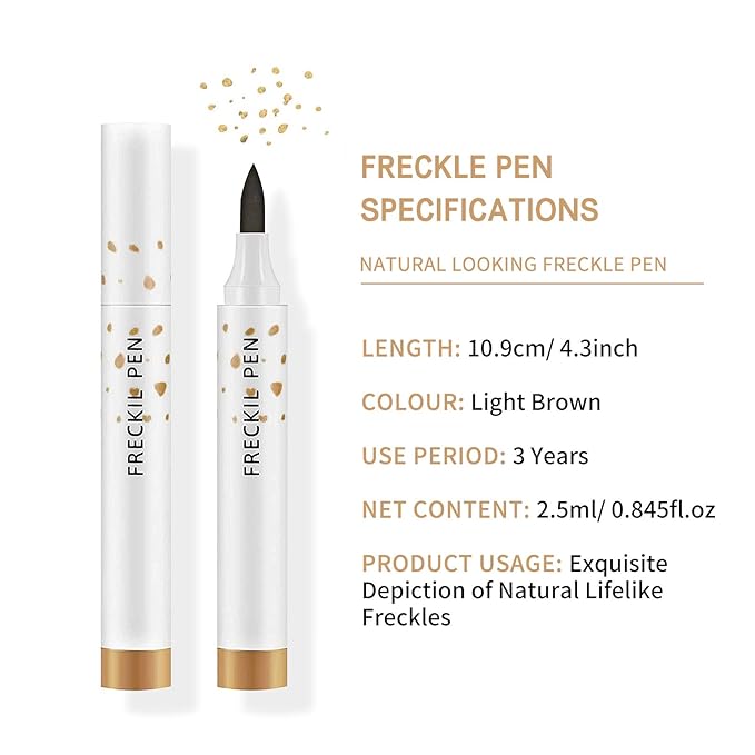 2 Pcs Freckle Pens, Natural Lifelike Freckles Makeup Tool - Dark Brown + Light Brown