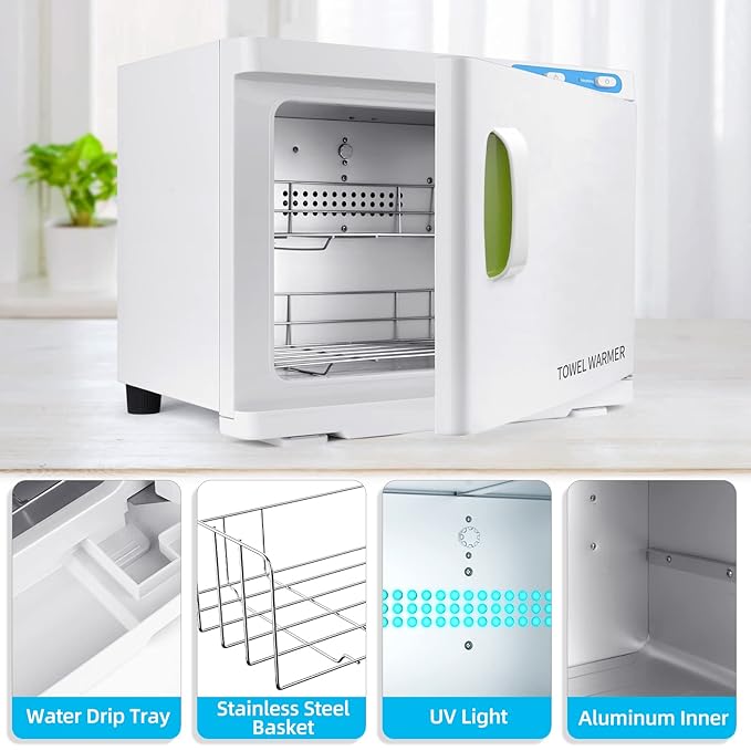 Hot Towel Warmer, 23L Large Towel Warmer Cabinet, EPA Certified Professional Massage Towel Warmers Spa, Upgrade 2-in-1 Spa Towel Warmers for Facials, Barber, Salon, White