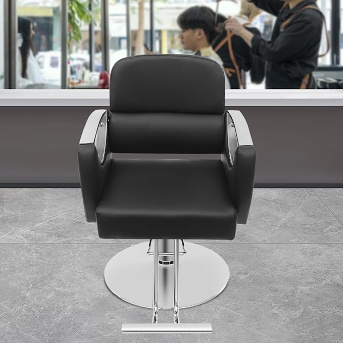 Barber Salon Chair, Salon Chairs for Hair Stylist,hair Chair with Heavy Duty Hydraulic Pump & Footrest, 360 Degrees Rolling Swivel Spa Beauty Equipment for Hair Stylist Women Man, 440 Lbs (Black)