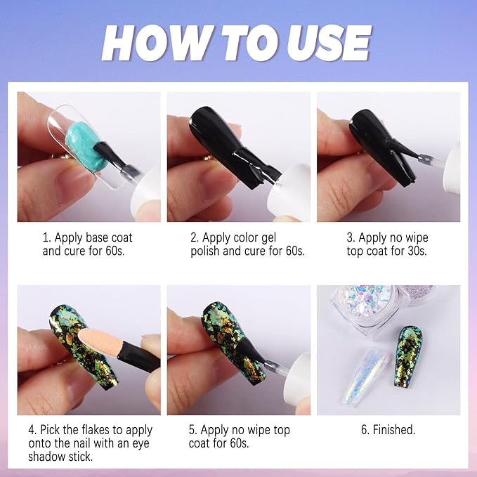 Laza Chameleon Flakes, 8 Colors Nail Confetti Powder, Irregular Colorshift Pigment Powder for Nails Art Supplies, Epoxy Resin Tumbler, Slime, Crafts Decoration - Glass Starry Night