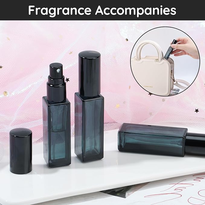 Segbeauty Glass Perfume Bottles, 5 Pack 10ML Refillable Mini Perfume Bottle Travel, Portable Leak-proof Square Spray Pump Bottle Atomizer Dispensing Containers with Lids for Fragrance Essential Oil