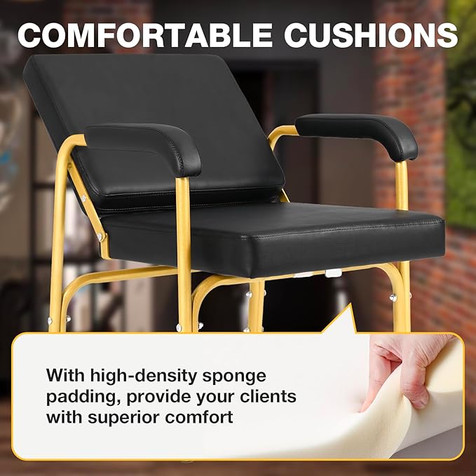 Shampoo Chairs Reclining Shampoo Chairs for Salon Barber Chair Hair Stylist Chair Auto Recline Salon Chair Spa Beauty Equipment for Hair Stylists, Tattoo Artists, Cosmetologists (Gold)