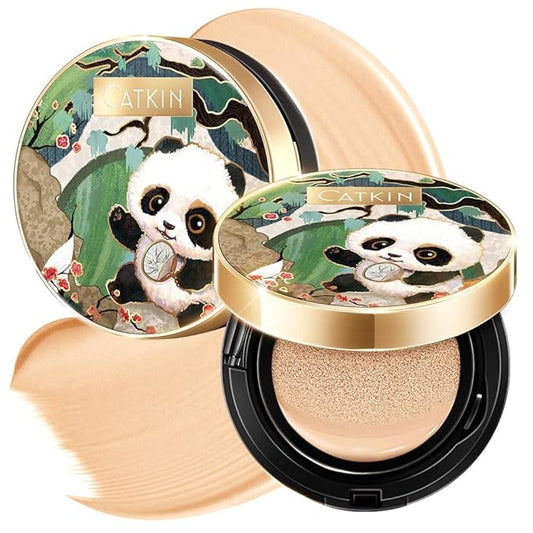 CATKIN Panda Land Full Coverage Cushion Fondation, Breathable Hydrating Nourishing Poreless Face Makeup Save for Sensitive Skin,Sheer Finish (W11 Light)