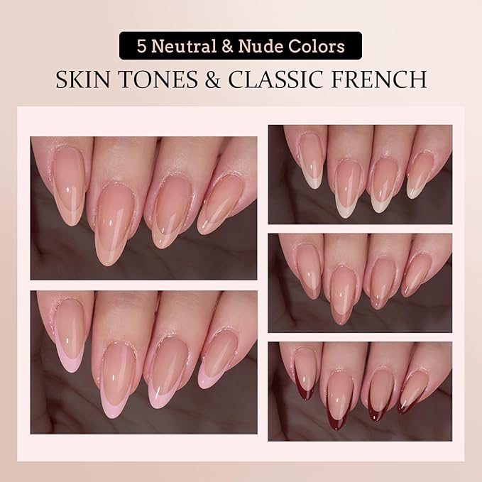BTArtboxnails XCOATTIPS Fall Press on Nails - French Tip Press on Nails, Medium Almond Nail Tips False Nails, Skin Tones Soft Gel Nails, Soak Off Acrylic Fake Nails Art Extensions