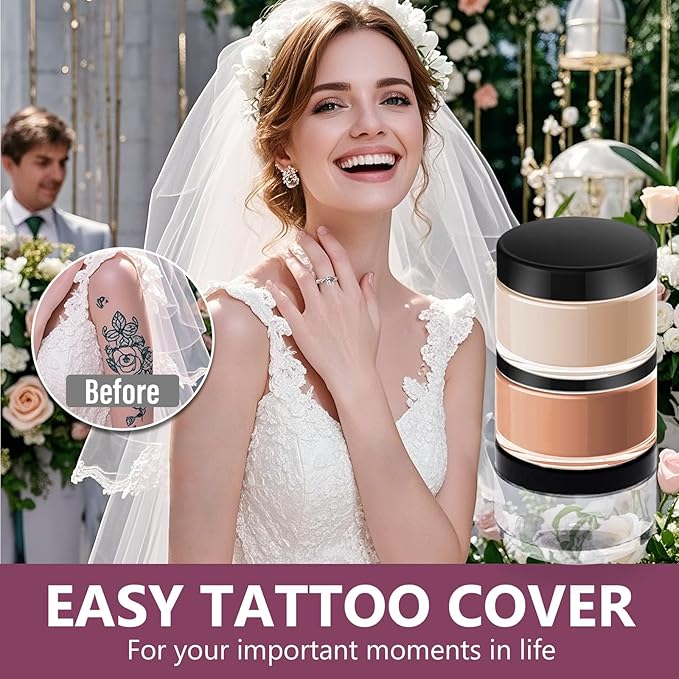 Tattoo Cover Up Makeup Waterproof, 2 Colors Tattoo Concealer, Invisible Tattoo Cover Up, Suitable for Tattoos Scars and Spots, for All Skin Types1