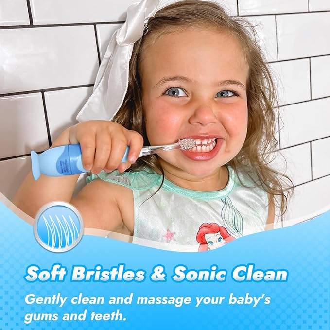 Papablic Toddler Sonic Electric Kids Toothbrush for Ages 1-3 Years, Baby Electric Toothbrush with Cute Penguin Cover and Smart LED Timer, 2 Brush Heads (Pippin)