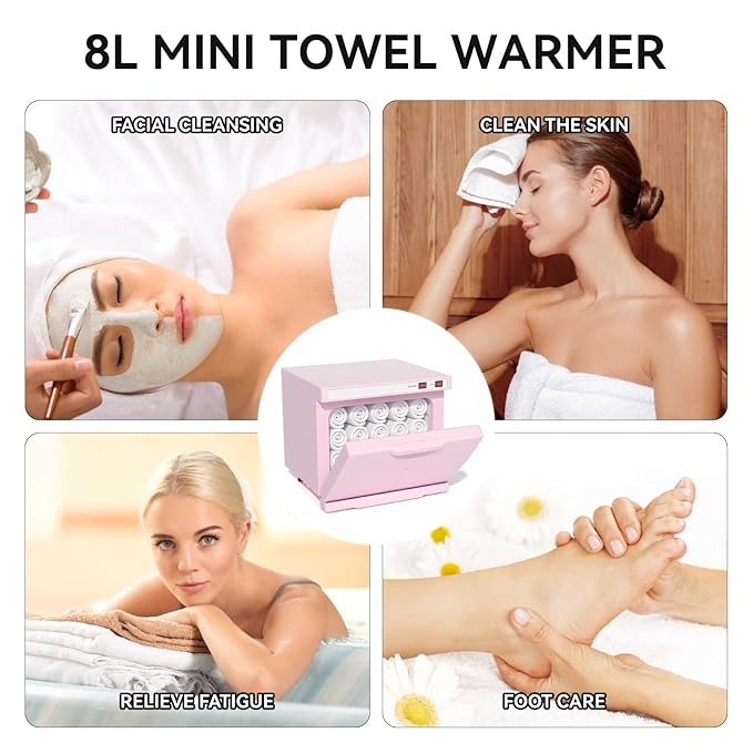 Hot Towel Warmer, 8L Towel Warmers Spa, Small Towel Warmer Professional Mini Towel Warmer Cabinet for Facial, Towel Warmer Esthetician Towel Heater for Beauty&Salon(8L-Pink)