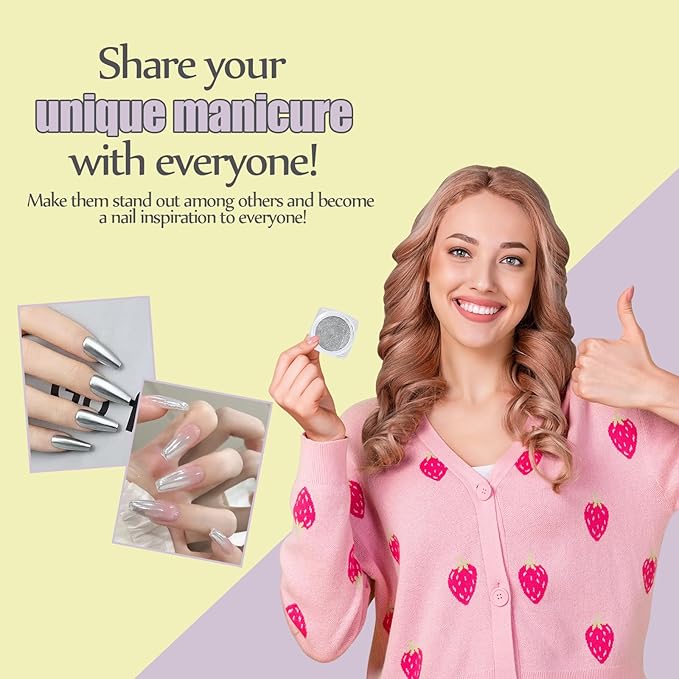 Artdone 2 Jars Chrome Nail Powder White Pearl and Silver Chrome,Iridescent Aurora Powder Metallic Mirror Effect Pigment Pearlescent Mermaid Pigment Glitter Dust Kit Acrylic Resin Craft