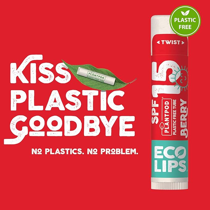 Eco Lips Broad Spectrum SPF Sun Protection Lip Balm 3-Pack with Carabiner Eco Clip (Berry, Vanilla, Mint) With Cocoa Butter & Aloe to Moisturize Lips | Made in USA